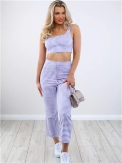Only Purple Rose/White Carola Gingham Crop Top -Noisy May Shop 28549 2