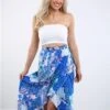 Girl In Mind Blue Emily Patchwork Frill Detail Wrap Skirt -Noisy May Shop 28581