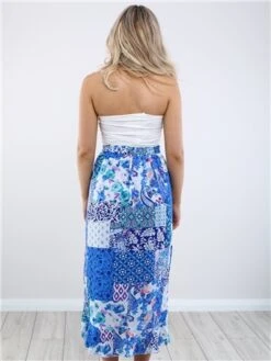 Girl In Mind Blue Emily Patchwork Frill Detail Wrap Skirt -Noisy May Shop 28581 3