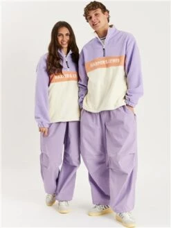 Harper & Lewis Lavender / Peach / Cream Colour Block Primula 1/4 Zip Fleece -Noisy May Shop 28595 2