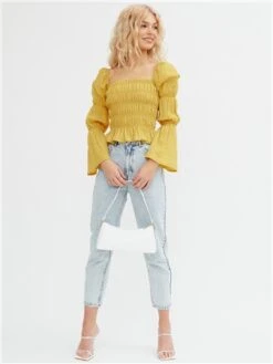 The Frolic Yellow Una Long Sleeved Ruffle Top -Noisy May Shop 28613 2