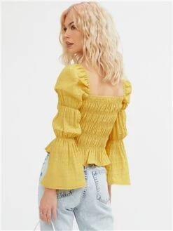 The Frolic Yellow Una Long Sleeved Ruffle Top -Noisy May Shop 28613 3