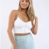 Tally Weijl White Cropped Top With Rhinestones -Noisy May Shop 28618