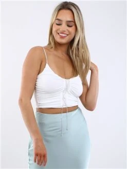 Tally Weijl White Cropped Top With Rhinestones