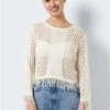Noisy May Eggnog Knitted Frill Pullover