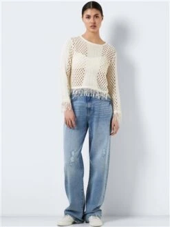 Noisy May Eggnog Knitted Frill Pullover -Noisy May Shop 28652 2