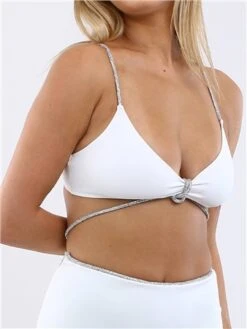 Saint Genies White Julia Diamante Rope Trim Crop Top -Noisy May Shop 28665 1
