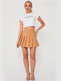 Saint Genies Beige Pleated Skort -Noisy May Shop 28698 2