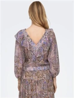 Only Dazzling Blue Phoenix 3/4 Short Frill Top -Noisy May Shop 28725 3