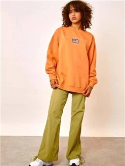 Daisy Street Orange Embroidered Sweater With La Graphic -Noisy May Shop 28728 2