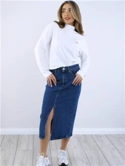 Only Blue / Medium Blue Denim Bianca Midi Denim Skirt -Noisy May Shop 28739 2
