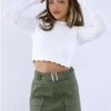Saint Genies Khaki Sybil Cargo Skirt