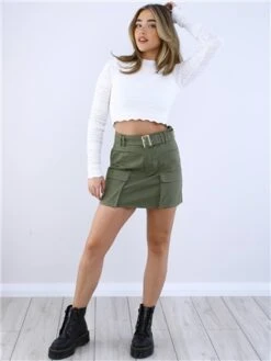 Saint Genies Khaki Sybil Cargo Skirt -Noisy May Shop 28773 2