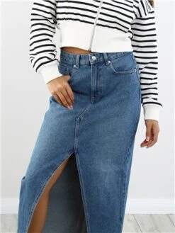 Neon & Nylon Blue / Medium Blue Denim Alina Hw Ex Long Skirt -Noisy May Shop 28830 1