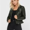 Only Green / Rosin Gemma Biker Faux Leather Jacket -Noisy May Shop 28833