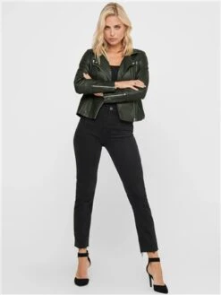 Only Green / Rosin Gemma Biker Faux Leather Jacket -Noisy May Shop 28833 2