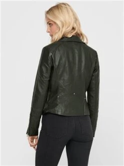 Only Green / Rosin Gemma Biker Faux Leather Jacket -Noisy May Shop 28833 3