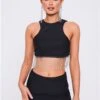 Saint Genies Black Beatrix Diamante Fringe Racer Shape Crop Top -Noisy May Shop 28873