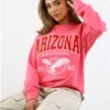 Vivichi Pink Oversized Arizona Crew Sweatshirt