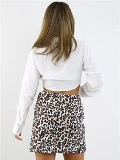 Saint Genies Leopard Print Split Mini Skirt -Noisy May Shop 28890 3