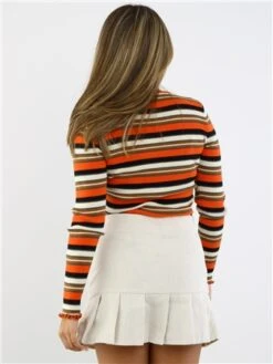 Daisy Street Orange / Cream Stripe Knit Cardigan -Noisy May Shop 28892 3