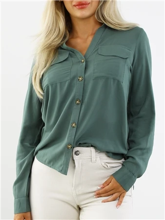 Veromoda Green / Dark Forest Bumpy Shirt 4 Veromoda Green / Dark Forest Bumpy Shirt - Image 2