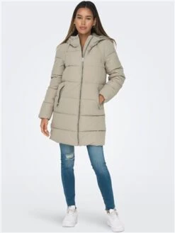 Only Brown / Weathered Teak Dolly Long Puffer Jacket -Noisy May Shop 28934 2