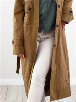 Only Brown / Otter Orchid Quilted Trench Coat -Noisy May Shop 28935 1