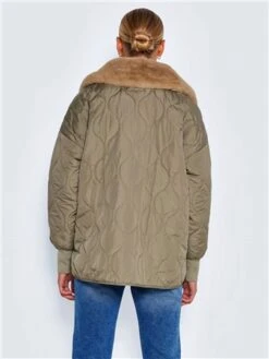 Noisy May Brown P U Feline Quilted Fur Jacket -Noisy May Shop 28941 3