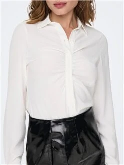 Only White / Cloud Dancer Mette Ls Wrinkle Top -Noisy May Shop 28942 1