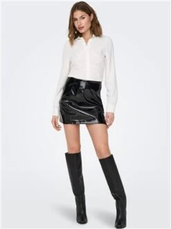 Only White / Cloud Dancer Mette Ls Wrinkle Top -Noisy May Shop 28942 2