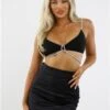 Saint Genies Black Julia Diamante Rope Trim Crop Top -Noisy May Shop 28963