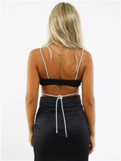 Saint Genies Black Julia Diamante Rope Trim Crop Top -Noisy May Shop 28963 3