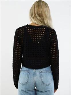 Missy Empire Black Reese Crochet Crop Top -Noisy May Shop 28969 3