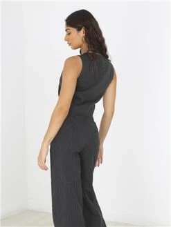 Brave Soul Black/White Pinstripe Button Through Waistcoat -Noisy May Shop 29011 3