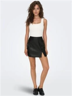 Only Black / Black Leni Mini Skirt With Slit -Noisy May Shop 29031 2