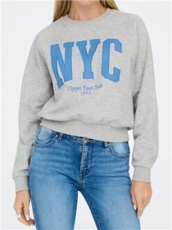 Only Grey / Light Grey Melange Laney New York O Neck Box Sweater -Noisy May Shop 29032 1