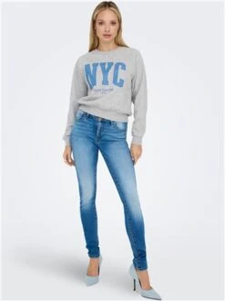 Only Grey / Light Grey Melange Laney New York O Neck Box Sweater -Noisy May Shop 29032 2