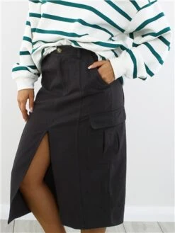 Saint Genies Black Midi Cargo Skirt -Noisy May Shop 29058 1