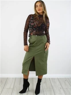 Brave Soul Black / Floral Print Mesh Long Sleeve Top -Noisy May Shop 29065 2