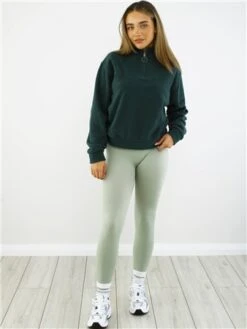 Brave Soul Deep Green Zip Detail Cropped Polar Fleece Sweatshirt -Noisy May Shop 29067 2