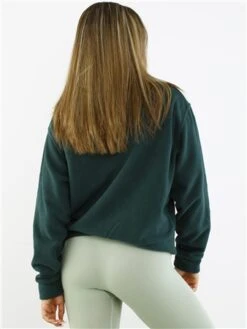 Brave Soul Deep Green Zip Detail Cropped Polar Fleece Sweatshirt -Noisy May Shop 29067 3
