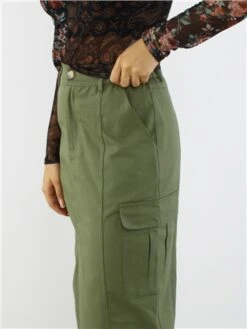 Saint Genies Khaki Midi Cargo Skirt -Noisy May Shop 29072 1