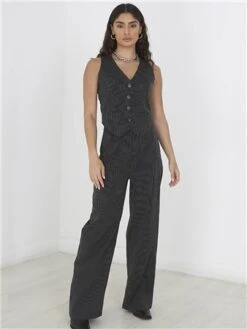 Brave Soul Black Queen Pinstripe Trouser -Noisy May Shop 29141 2