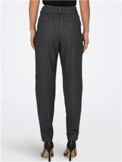Only Grey / Dark Grey Melange Mid Waist Pants With Stripes -Noisy May Shop 29145 3