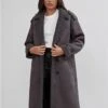 The Frolic Grey Solida Sherpa Longline Coat -Noisy May Shop 29165
