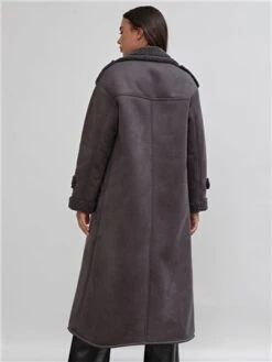 The Frolic Grey Solida Sherpa Longline Coat -Noisy May Shop 29165 3