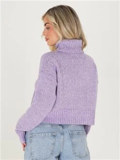 Brave Soul Lavender High Neck Knit Jumper -Noisy May Shop 29193 3