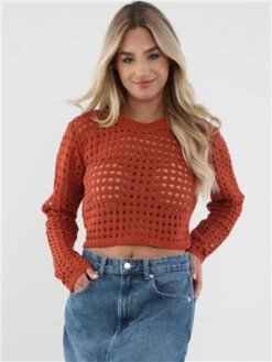 Missy Empire Rustic Copper Reese Crochet Crop Top