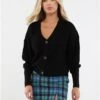 Saint Genies Green / Blue Tartan Print Split Mini Skirt